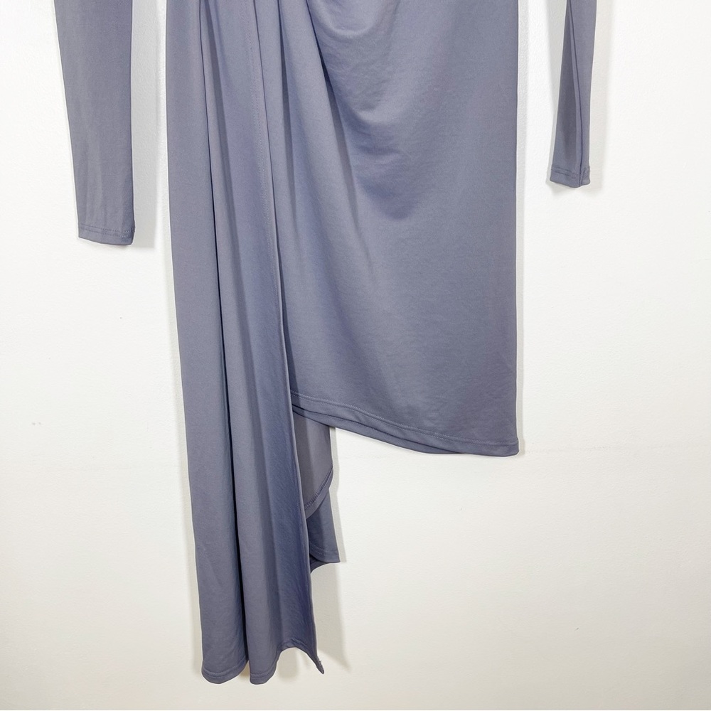 NWT Topshop Asymmetrical Crepe Sheath Dress Long Sleeves Lavender Purple Sz 4 - Picture 9 of 16